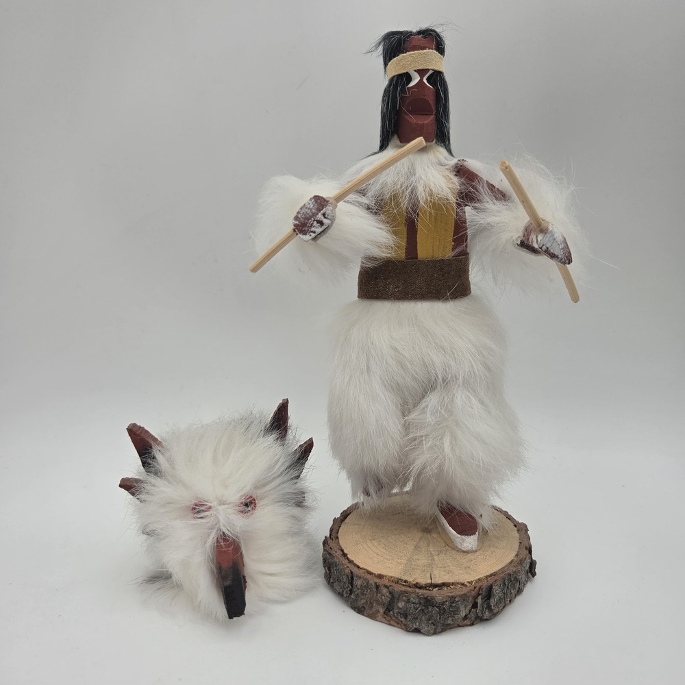 8 3/4" Tall Removable Headpiece Native American "Owl" Kachina Doll- Signed!